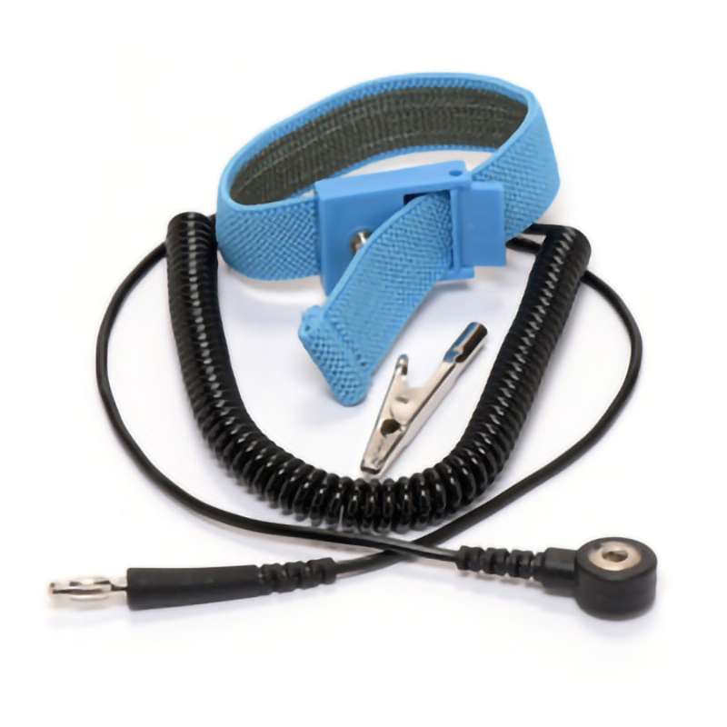 Wrist Strap, 1/8" (4mm) Snap, 6 ft Coil Cord, Adjustable, Blue